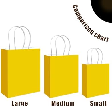 qiqee 100PCS Gift Bag with Handles Bulk Bright Yellow Paper Bags Assorted Sizes(33pcs Large 13",33pcs Medium 11",34pcs Small 8") - Image 4