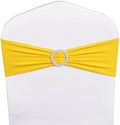 Pack of 50 Spandex Yellow Chair Sashes Bows, Chair Bands Silver Buckles by WENSINL
