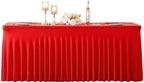Red Spandex Tablecloths for Rectangle Tables 6 Foot Red Stretch Table Cloth Rectangle 6ft Elastic Fitted Table Cover Fabric with Skirt for Wedding Baby Shower Graduation Birthday Party Banquet Buffet by Suppromo