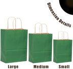 qiqee 100PCS Gift Bag with Handles Bulk Kraft Deep Green Paper Bags Assorted Sizes(33pcs Large 13",33pcs Medium 11",34pcs Small 8") - Image 4