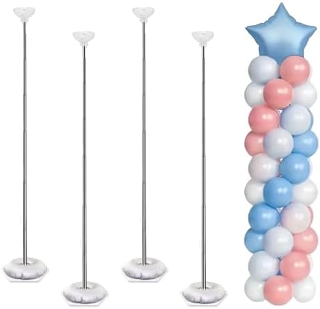 Balloon Column Stand Kit, Set of 4 – 7ft Height Adjustable Balloon Arch Stand Kit, Metal Telescopic Balloon Stand for Baby Shower, Birthday, Wedding, and Graduation by PopularLdo