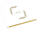 Andaz Press Personalized Wedding Guestbook with Gold Accents, Regal Scroll Design White Guest Sign in Guest Registry 120 Pages 8.5 X 8.5 Memories Book for DIY, Scrapbook, Photo Album by AndazPress