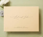 MUUJEE Personalized Guestbook in Butter - Premium Custom Modern Guest Book for Wedding Reception, Birthday Party or Events w/Bookmark Blank Pages for Signing 11.5 x 8.5 inches - Image 2