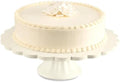 Vesici Cream Wooden Cake Stand Scalloped Round 10" L X 10" W X 3" H by Vesici
