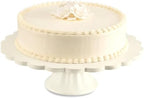 Vesici Cream Wooden Cake Stand Scalloped Round 10" L X 10" W X 3" H by Vesici