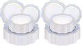 WDF 100PCS Blue Plastic Plates - Light Blue Plates Disposable - Heavy Duty Scalloped Plastic Plate for Parties/Wedding/Baby Shower (Pack of 2) by WDF