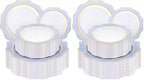 WDF 100PCS Blue Plastic Plates - Light Blue Plates Disposable - Heavy Duty Scalloped Plastic Plate for Parties/Wedding/Baby Shower (Pack of 2) by WDF