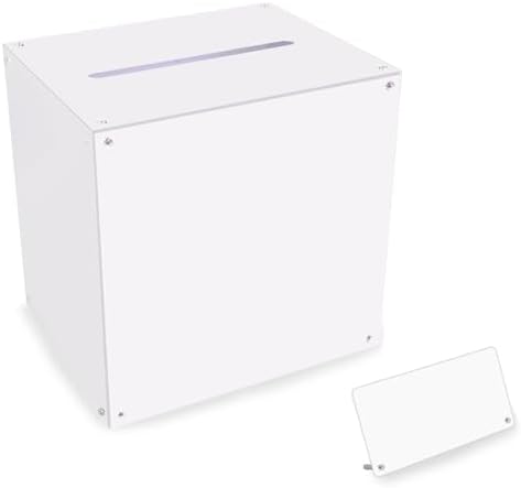 Acrylic Wedding Card Box with Slot Top, Detachable DIY Card Box for Wedding Reception, Corner Brackets & Screws Included, Acrylic Table Sign Holder Included by Unknown