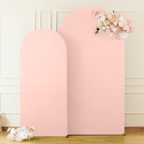 Dusty Rose Arch Cover 2 Set-7.2 and 6ft Dusty Pink Arch Backdrop Cover Spandex Wedding Arch Stand Covers for Baby Shower Girls Birthday Party Bridal Shower Wedding Photo Balloon Arches Background - Image 4