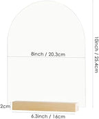 8x10 Inch Frosted Arch Acrylic Sign with Holder- 6 Pack Frosted Acrylic Sheet Signs with Wood Stands, DIY Arch Sign Blank for Wedding Party Reception (6 Pack 8x10 Inch) - Image 2