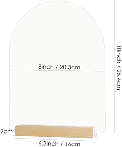 8x10 Inch Frosted Arch Acrylic Sign with Holder- 6 Pack Frosted Acrylic Sheet Signs with Wood Stands, DIY Arch Sign Blank for Wedding Party Reception (6 Pack 8x10 Inch) - Image 2