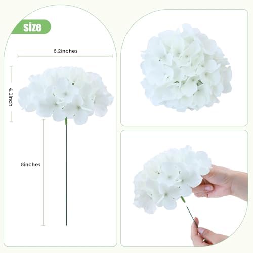 AVIVIHO 205Pcs Fake Flowers White Hydrangea Artificial Flowers Bulk (Not Squished, No Steaming Need) Ivory Silk Flowers with Stems for Party Wedding Home Table Centerpieces DIY Florals Arch Decor - Image 3