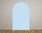 Arch Backdrop Cover Blue White Dots Pattern Arched Stand Covers Double-Sided Stretchy Photography Background for Birthday Baby Shower Parties Decor Banner - Image 2