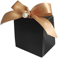 100pcs Gift Boxes for Party Favors,White Candy Box for Wedding Favor, Baby Shower, Bridal Shower, Small Paper Box for Candle,Goodie with Ribbons and Pearls (black box with gold ribbon) by Unknown