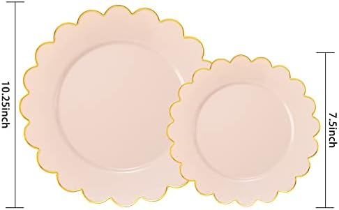 LIYH 60 Pcs Pink Plastic Plates with Gold Rim for Bridal Shower & Party - Image 3
