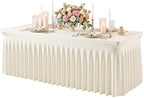 4 Pack Ivory Spandex Tablecloth for 4FT Rectangle Tables, Fitted Stretch Table Cover with Skirt, Wrinkle Free Washable Elastic Table Cloth for 4 Foot Folding Table, Wedding Banquet Baby Shower - Image 7