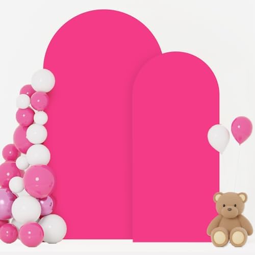 FOTSHARER Hot Pink Arch Covers 7.2 and 6ft Pink Arch Covers Stretchy Backdrop Set of 2 Chiara Arched Backdrop Covers Spandex Wedding Arches Stand Cover for Birthday Party Graduation Banquet Decor by FOTSHARER