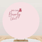 6.5x6.5ft Pure Pink Round Backdrop Cover Polyester We Can Bearly Wait Cute Bear Baby Shower Circle Background Arch Stand Cover for Gender Reveal Pregnancy Party Decorations Cake Table Banner - Image 5
