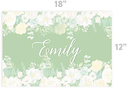Andaz Press Custom Personalized Disposable Paper Placemats, 12 x 18 Inch, Set of 25, Mint Green Floral, Tableware, Dining, Table Setting for Wedding, Bridal Shower, Baby Shower, Party, Holiday - Image 3