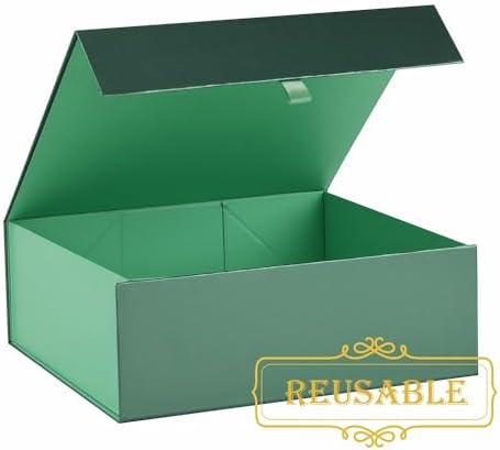 5 Pcs Large Gift Box 13.5x11.8x4.7 Inches, Green Gift Boxes for Presents with Magnetic Closure Lid, Luxury Gift Box Rectangle Collapsible Boxes for Gift Packaging - Image 2