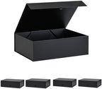 Extra Large Black Gift Box 5 Pack 16.5x14x5.5 Inches,Gift Boxs for Presents with Lid Magnetic Closure Collapsible,Groomsman Proposal Box,Birthday, Christmas,for Clothes and Large Gifts by PLINJOY
