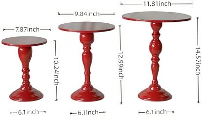 Red 3Pcs Metal Round Vintage Cake Stand Set 8"10"12" Dessert Display - Image 6