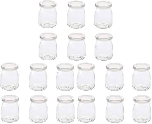 6 Pcs Yogurt Pudding Jars Bottles With Plastic Lids Ideal for Jam, Honey, Wedding Favors, Shower Favors, Baby Foods (7 oz (200ml)) (Pack of 3) by Dailydanny