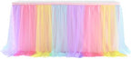 Suppromo Rainbow Table Skirt for Baby Shower Girl Birthday Party 9ft Tulle Tutu Table Skirt Decorations for Gender Reveal Unicorn Theme Party Decorations(L9(ft) H 30in, Rainbow) - Image 5