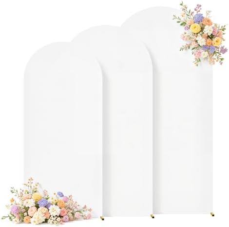 White Arch Backdrop Cover Set of 3 Wedding Arch Covers Stretchy Backdrop Baby Shower Birthday Party Arches Cover 7.2FT 6.6FT 6FT Arch Stand Cover Spandex Bridal Shower Decoration - Image 6