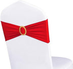 Pack of 100 Red Chair Sashes with Gold Buckles Spandex Chair Bands Bows by WENSINL