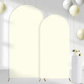Set of 2 Arch Backdrop Covers Cream(7.2Ft, 6Ft), 2-Sided Spandex Fitted Round Top Chiara Arch Backdrop Stand Covers for Baby Shower Wedding Birthday Party Supplies (Only Cover) by CORNERLACE