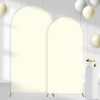 Set of 2 Arch Backdrop Covers Cream(7.2Ft, 6Ft), 2-Sided Spandex Fitted Round Top Chiara Arch Backdrop Stand Covers for Baby Shower Wedding Birthday Party Supplies (Only Cover) by CORNERLACE