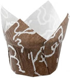 Restaurantware-Premium 1.2-oz Baking Cups: Regular-Tulip Paper Baking Cups Perfect for Muffins, Cupcakes or Mini Snacks - Brown Chocolate Wisp Print Design - Disposable - 200-CT - Image 2