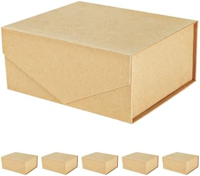 PACKHOME 6 Kraft Gift Boxes 9x6.5x3.8in with Magnetic Lids by PACKHOME