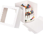 Moretoes 16pcs 12"x12"x12" Tall Cake Boxes for Tier Cakes, Sturdy Carrier by Moretoes