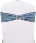 Spandex Dusty Blue Chair Sashes 100 Pack Wedding Chair Bows Bands Buckles by SINSSOWL