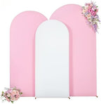 White and Pink Arch Cover 3 Set-7.2FT, 6.6FT, 6FT Arch Backdrop Cover Spandex Fitted 2-Color Fabric Stand Covers for Baby Shower Gilrs Birthday Party Ceremony Banquet Photo Background Decorations by Suppromo