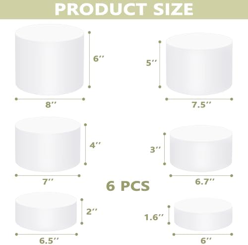 6Pcs Buffet Risers, Food Risers for Buffet Table, Acrylic Round Display Risers with Hollow Bottom, Food Display Stand for Party Jewelry Dessert Figures (Size 6",6.5",6.7",7",7.5",8") - Image 3
