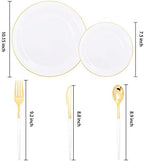 Supernal Gold Disposable Plates Silverware Set Serves 30 Birthday Wedding - Image 2