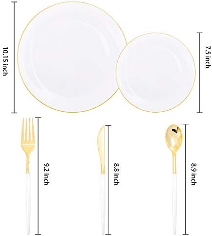 Supernal Gold Disposable Plates Silverware Set Serves 30 Birthday Wedding - Image 2