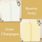 Ivory and Champagne Arch Backdrop Cover 7.2FT 6FT Wedding Arch Covers Set of 2 Arches Covers Stretchy Backdrop Spandex Fitted Double-Color Fabric Backdrops for Party Baby Shower Birthday Decoration - Image 5