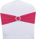 Pack of 50 Spandex Fuchsia Chair Sashes Bows Chair Bands Silver Buckles by WENSINL