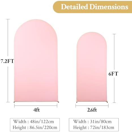 Pink Arch Backdrop Cover 7.2FT 6FT Spandex Arch Covers Stretchy Backdrop Set of 2, Double-Layer Wrinkle Free Wedding Arch Stand Cover Party Backdrop Curtains for Baby Shower Birthday Party Decoration - Image 6