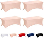Fixwal 4 Pack 6FT Light Pink Tablecloth Rectangle Spandex Table Cover by Fixwal