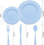 YOUBET 125Pieces Blue Plastic Plates - Blue Baby Shower Plates Disposable - Include 25 Dinner Plate 25 Dessert Plate 25 Forks 25 Knives 25 Spoons for Birthday Party & Baby Shower Gifts - Image 2