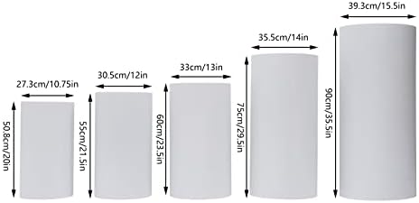 5-Piece Metal Cylinder Pedestal Stand Set - White Round Cake Display for Weddings/Birthdays, Reusable Party Decor with Floor-Standing Pillars & Plinths (5Pcs) - Image 2