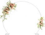 Wedding Arch Round Backdrop Stand White Metal Circle Backdrop Stand Circle Balloon Arch Stand Frame for Birthday Party Bridal Shower Anniversary Ceremony Candy Tables Celebration in 2.6x2.8m by IKULE