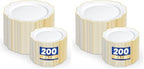 WDF 200PCS White and Gold Plastic Plates - Gold Plastic Plates - Include 100 Dinner & 100 Dessert Disposable Party Plate - Fancy Disposable Plate for Wedding/Baby Shower/Spring (Pack of 2) by WDF
