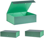 Extra Large Green Gift Box 3 Pack 16.5x14x5.5 Inches,Gift Boxs for Presents with Lid Magnetic Closure Collapsible,Groomsman Proposal Box,Birthday, Christmas,for Clothes and Large Gifts by PLINJOY