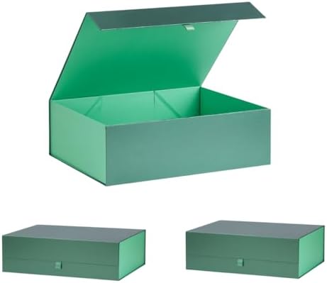 Extra Large Green Gift Box 3 Pack 16.5x14x5.5 Inches,Gift Boxs for Presents with Lid Magnetic Closure Collapsible,Groomsman Proposal Box,Birthday, Christmas,for Clothes and Large Gifts by PLINJOY
